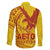 Samoa Pago Pago Aeto Family Matching Off The Shoulder Long Sleeve Dress and Hawaiian Shirt Wingstyle Red-Gold Color - Polynesian Pride