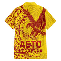 Samoa Pago Pago Aeto Family Matching Puletasi and Hawaiian Shirt Wingstyle Red-Gold Color - Polynesian Pride