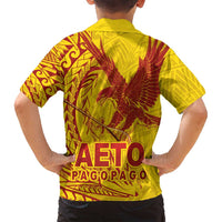 Samoa Pago Pago Aeto Family Matching Summer Maxi Dress and Hawaiian Shirt Wingstyle Red-Gold Color - Polynesian Pride
