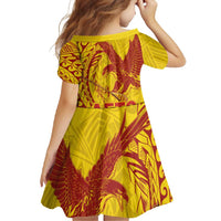 Samoa Pago Pago Aeto Family Matching Summer Maxi Dress and Hawaiian Shirt Wingstyle Red-Gold Color - Polynesian Pride