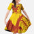 Samoa Pago Pago Aeto Family Matching Tank Maxi Dress and Hawaiian Shirt Wingstyle Red-Gold Color - Polynesian Pride