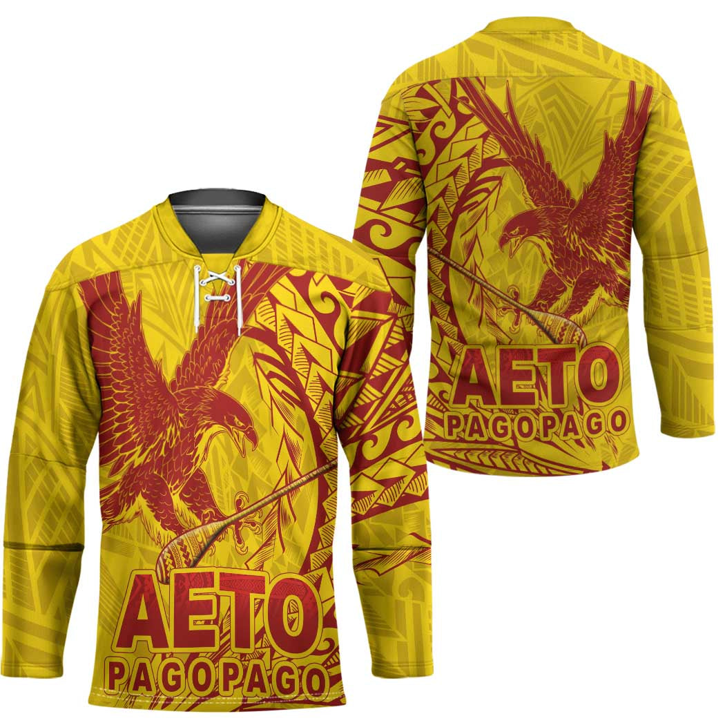 Samoa Pago Pago Aeto Hockey Jersey Wingstyle Red-Gold Color - Polynesian Pride