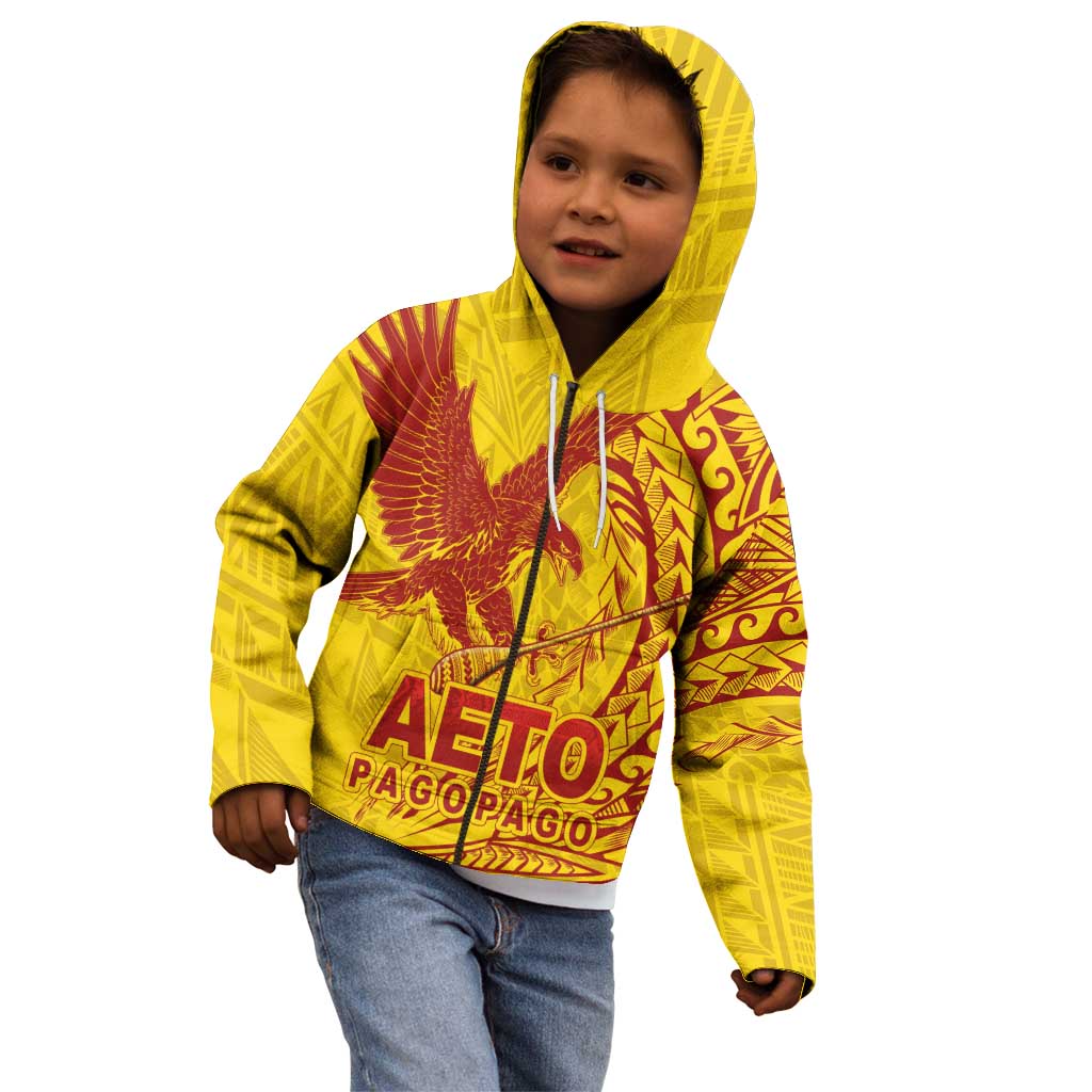 Samoa Pago Pago Aeto Kid Hoodie Wingstyle Red-Gold Color - Polynesian Pride