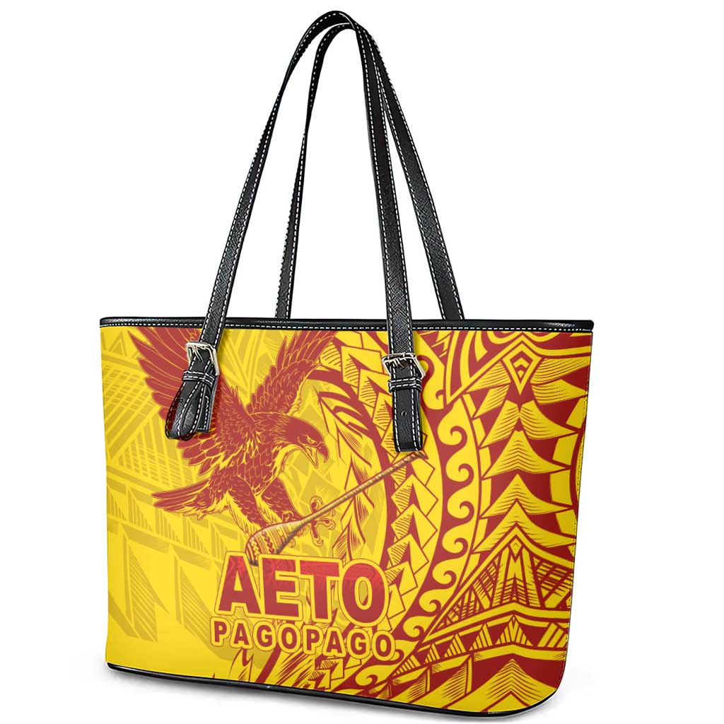 Samoa Pago Pago Aeto Leather Tote Bag Wingstyle Red-Gold Color - Polynesian Pride