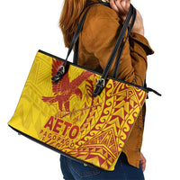 Samoa Pago Pago Aeto Leather Tote Bag Wingstyle Red-Gold Color - Polynesian Pride