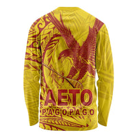 Samoa Pago Pago Aeto Long Sleeve Shirt Wingstyle Red-Gold Color - Polynesian Pride