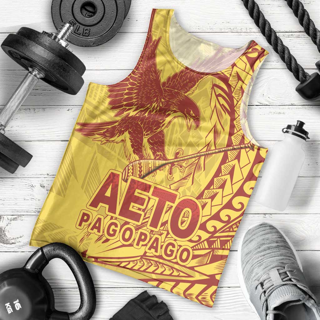 Samoa Pago Pago Aeto Men Tank Top Wingstyle Red-Gold Color - Polynesian Pride