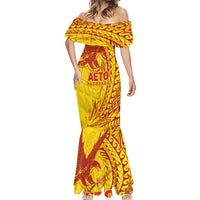 Samoa Pago Pago Aeto Mermaid Dress Wingstyle Red-Gold Color - Polynesian Pride