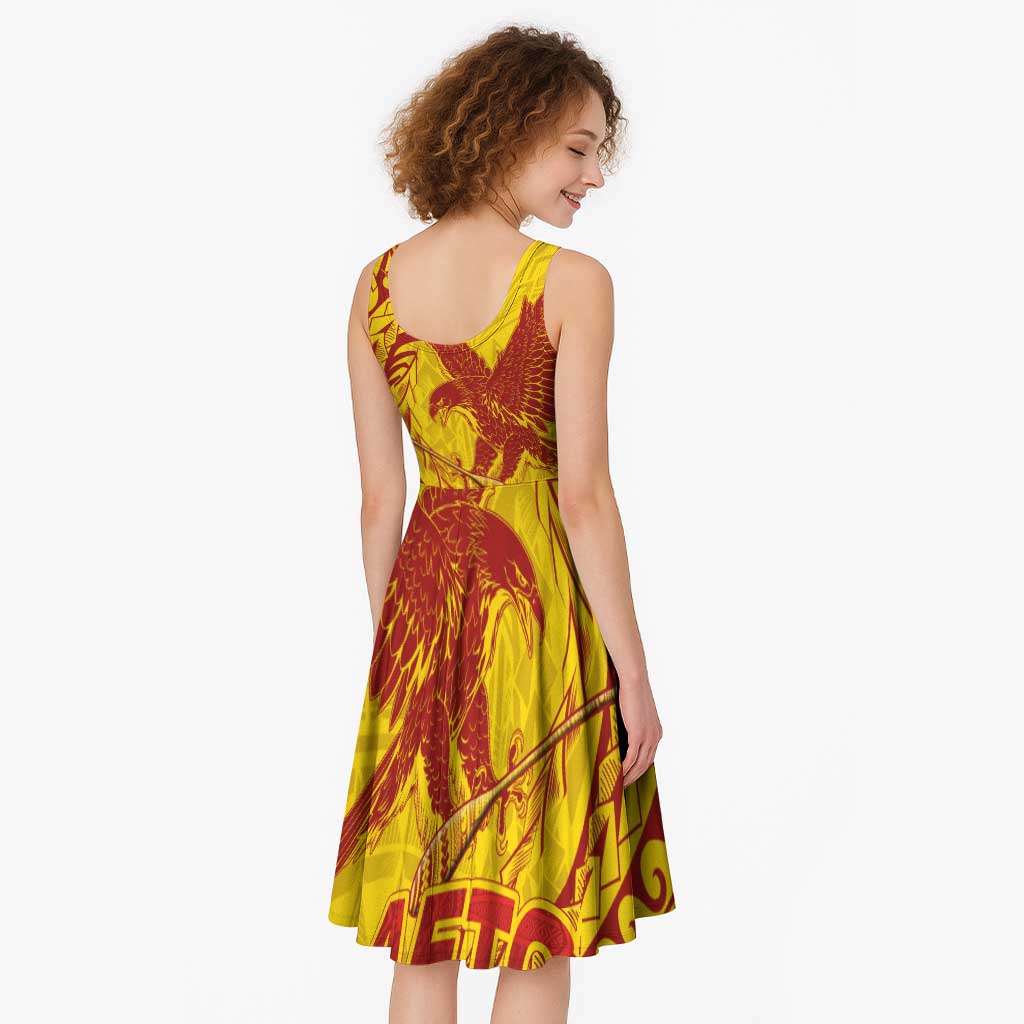 Samoa Pago Pago Aeto Midi Dress Wingstyle Red-Gold Color - Polynesian Pride