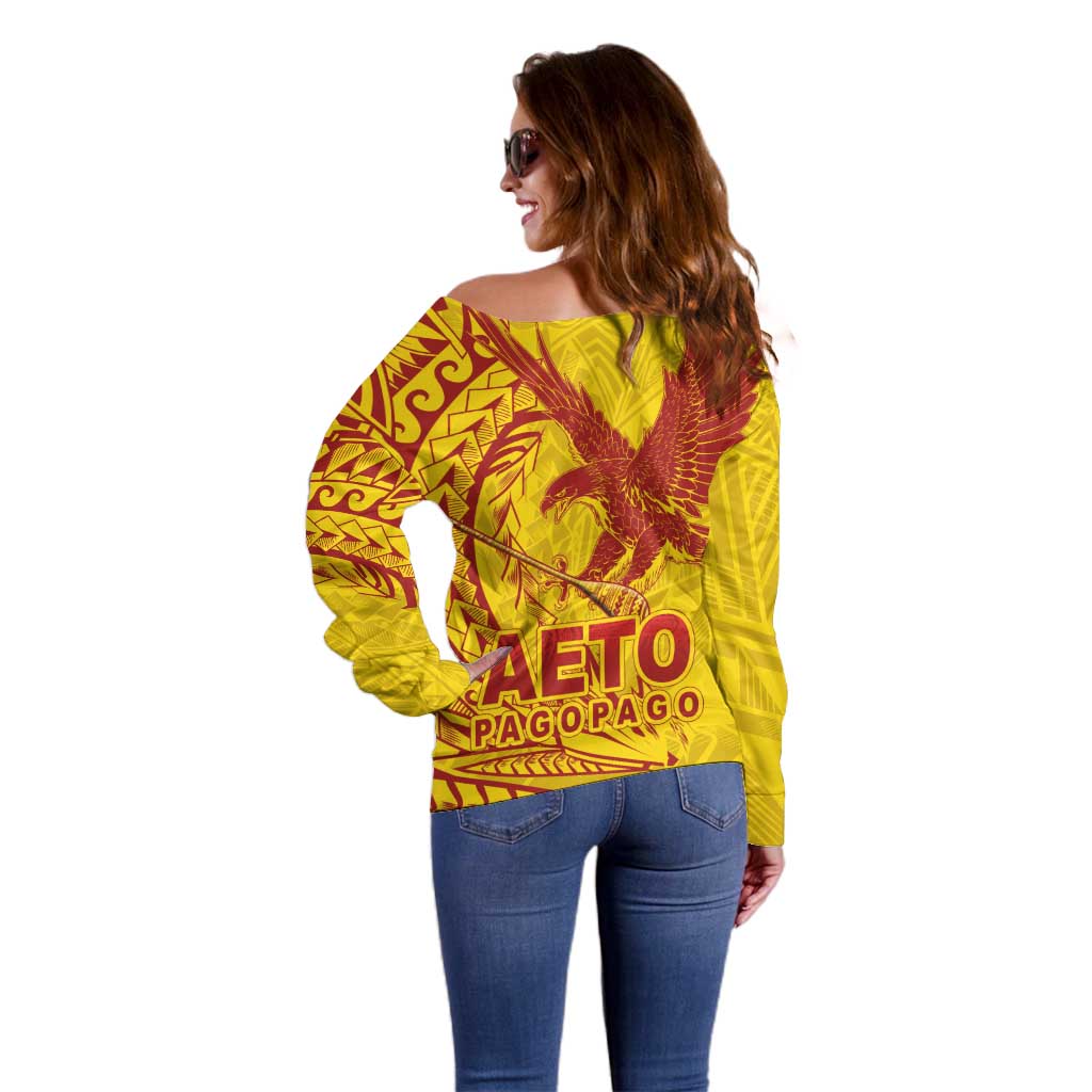 Samoa Pago Pago Aeto Off Shoulder Sweater Wingstyle Red-Gold Color - Polynesian Pride