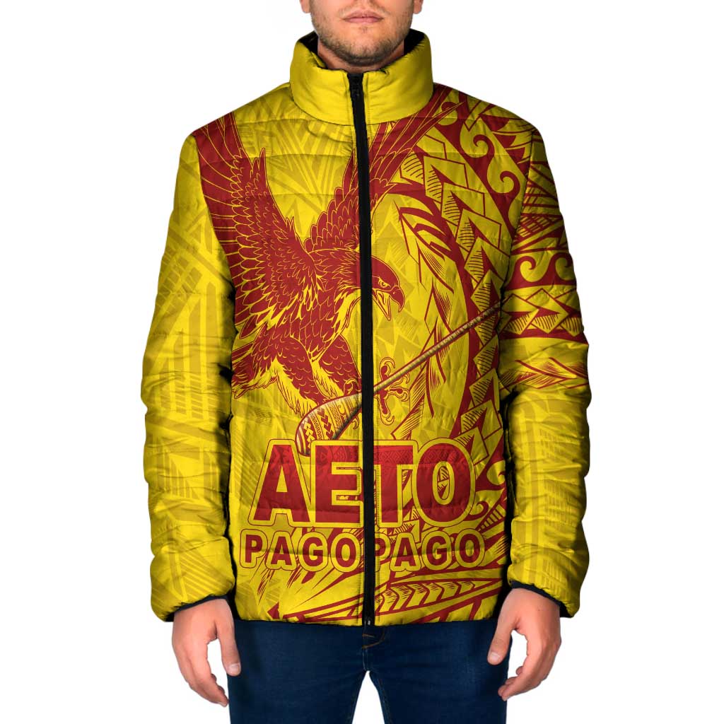 American Samoa Pago Pago Aeto Padded Jacket Wingstyle Red-Gold Color LT03 Yellow - Polynesian Pride