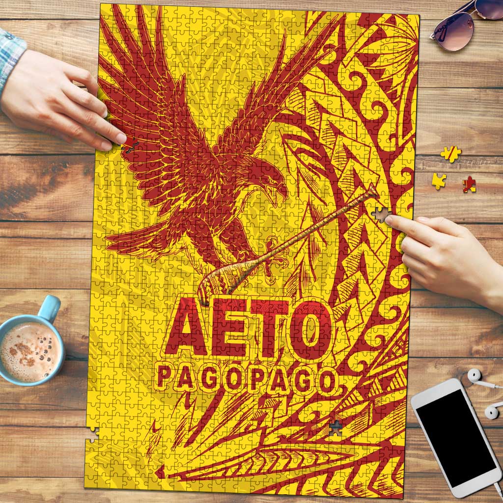 American Samoa Pago Pago Aeto Puzzle Wingstyle Red-Gold Color LT03 Yellow - Polynesian Pride