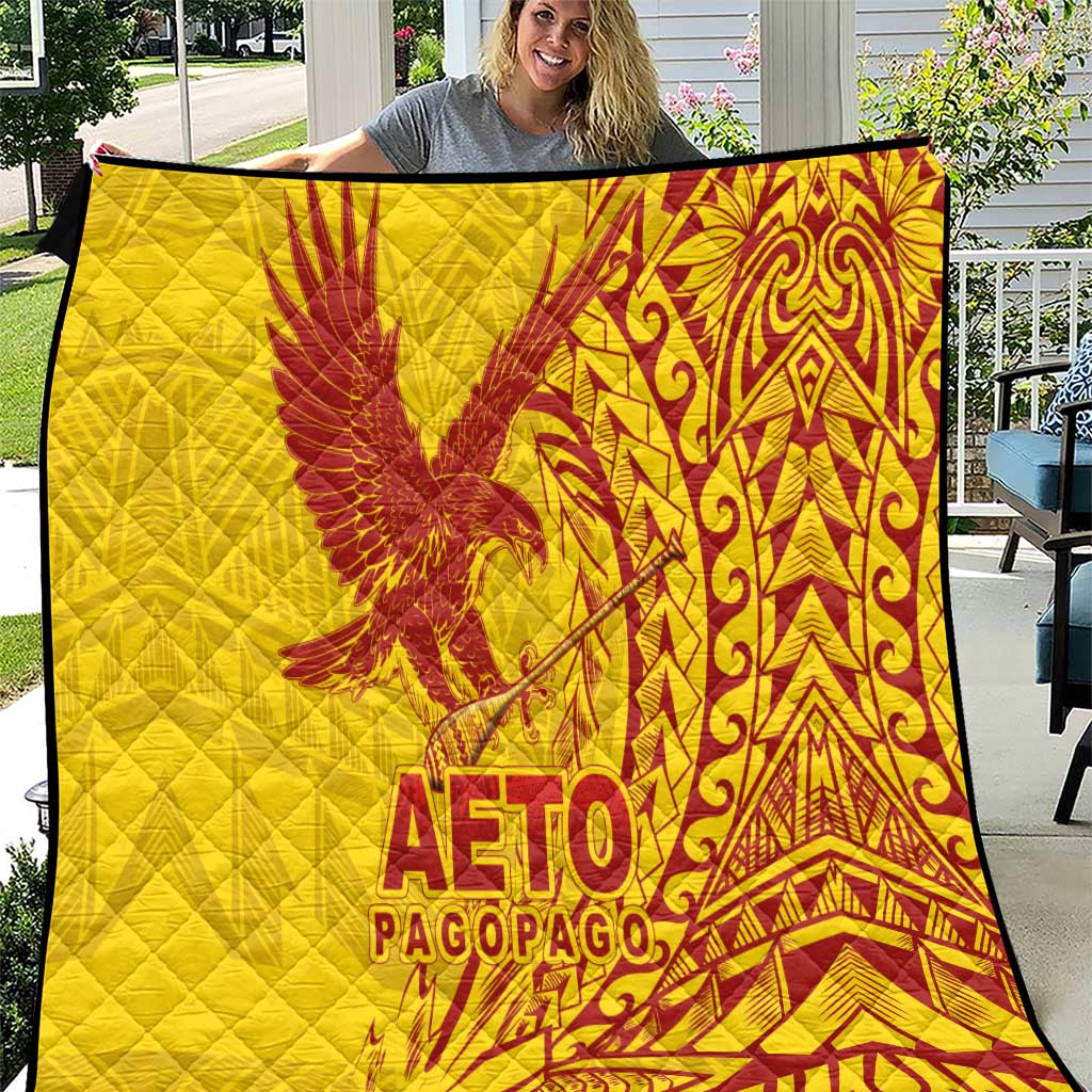 American Samoa Pago Pago Aeto Quilt Wingstyle Red-Gold Color LT03 Yellow - Polynesian Pride