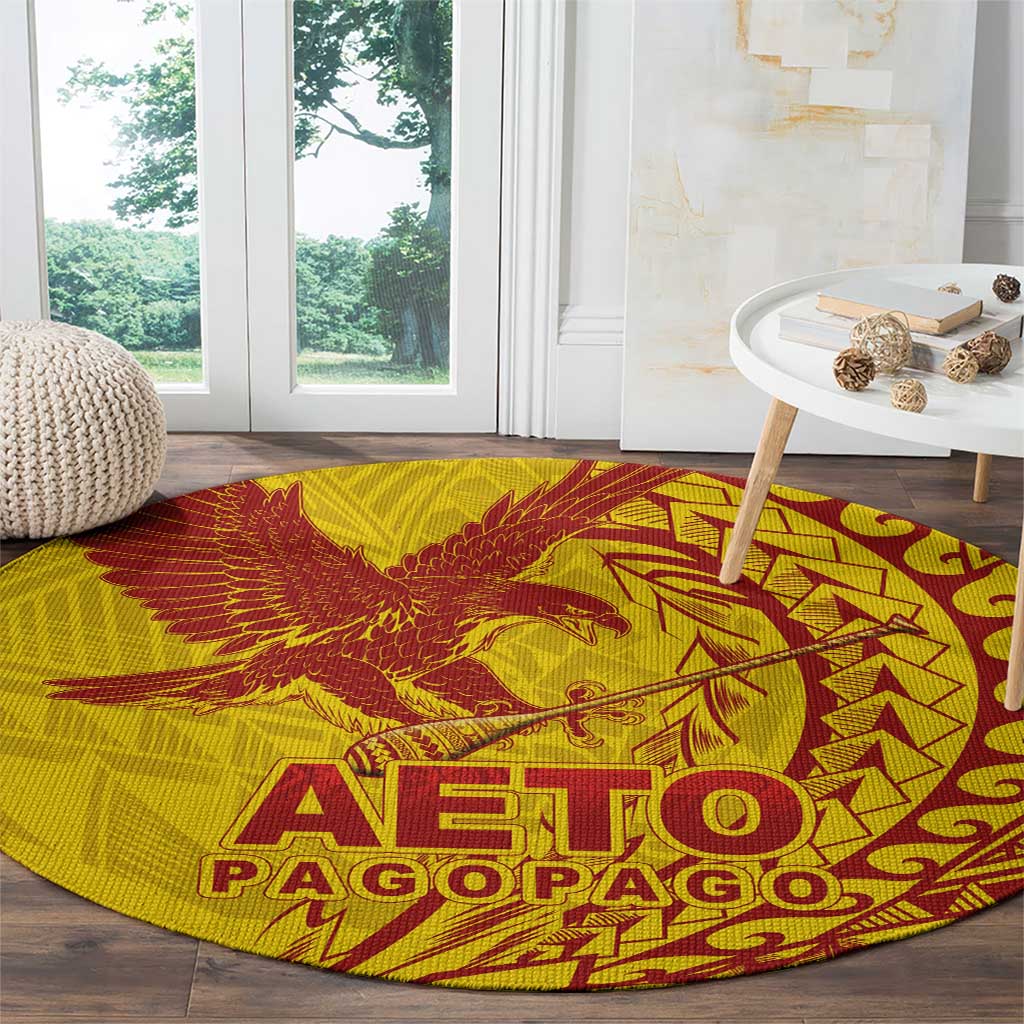 Samoa Pago Pago Aeto Round Carpet Wingstyle Red-Gold Color - Polynesian Pride