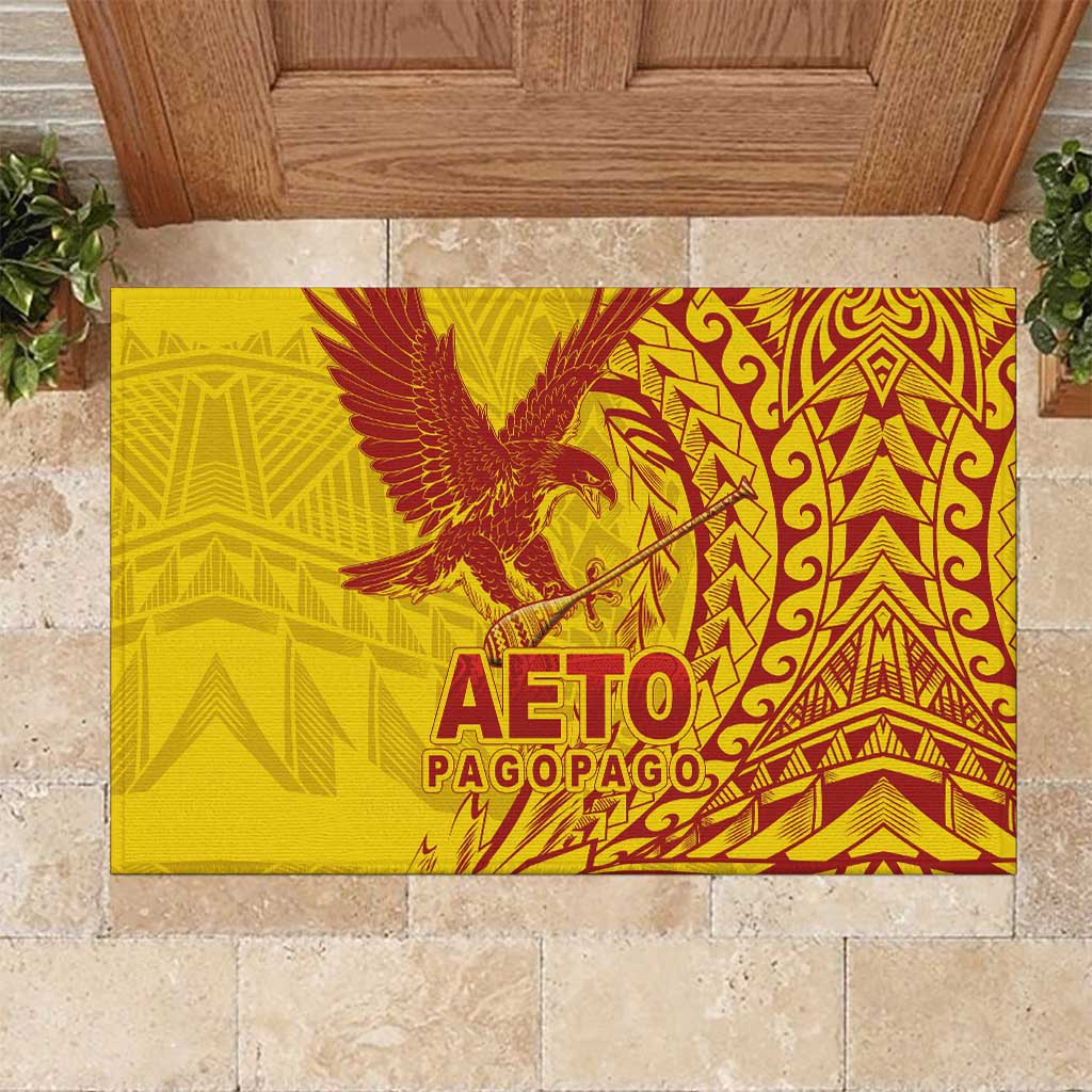 American Samoa Pago Pago Aeto Rubber Doormat Wingstyle Red-Gold Color LT03 Yellow - Polynesian Pride