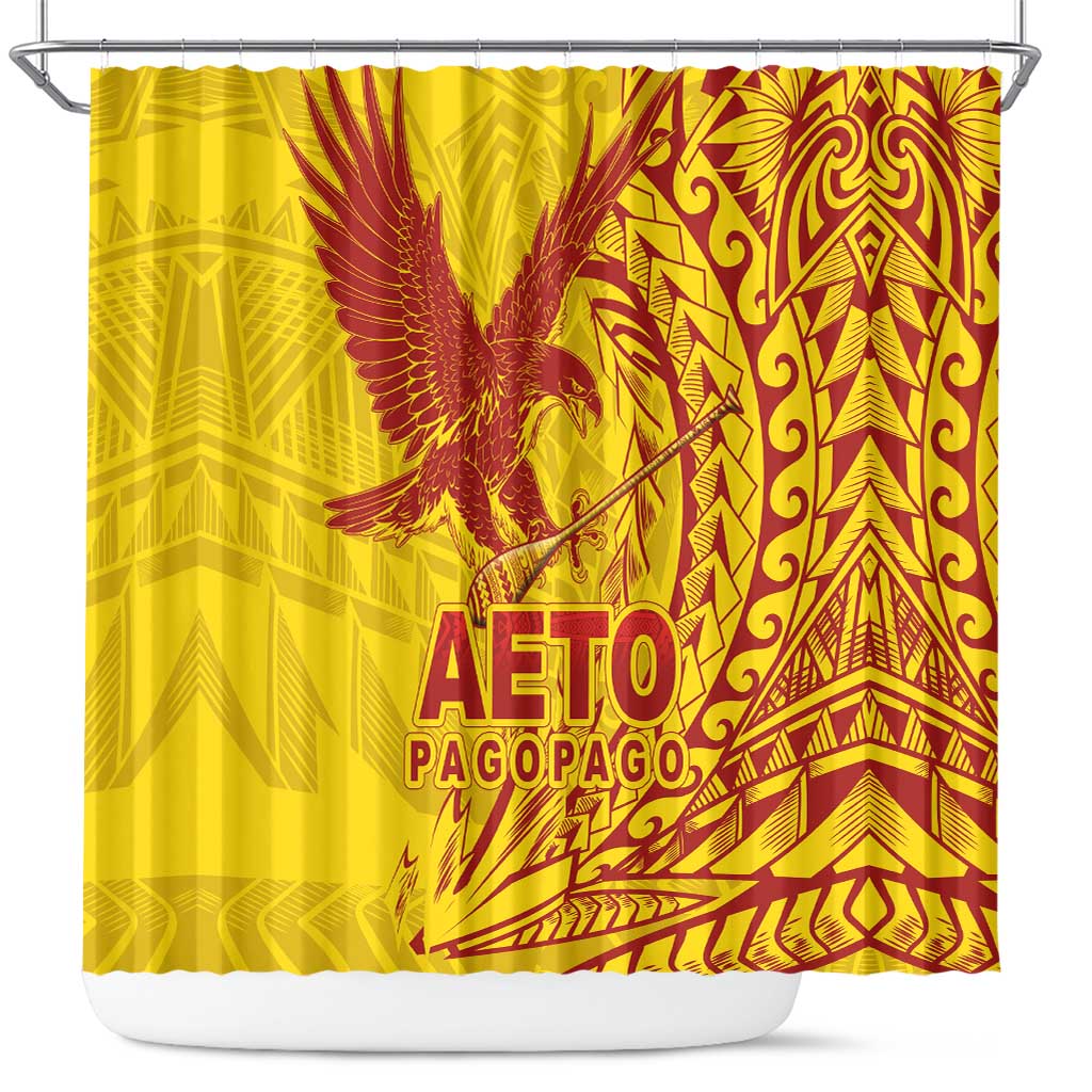 American Samoa Pago Pago Aeto Shower Curtain Wingstyle Red-Gold Color LT03 Yellow - Polynesian Pride