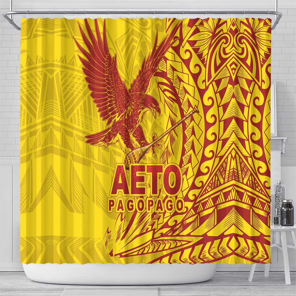 Samoa Pago Pago Aeto Shower Curtain Wingstyle Red-Gold Color - Polynesian Pride