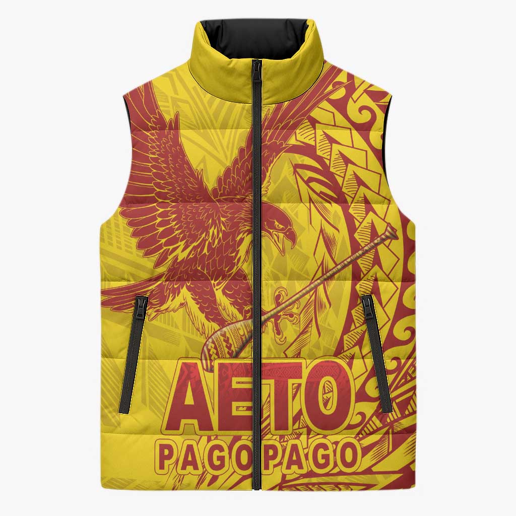 Samoa Pago Pago Aeto Sleeveless Puffer Jacket Wingstyle Red-Gold Color - Polynesian Pride
