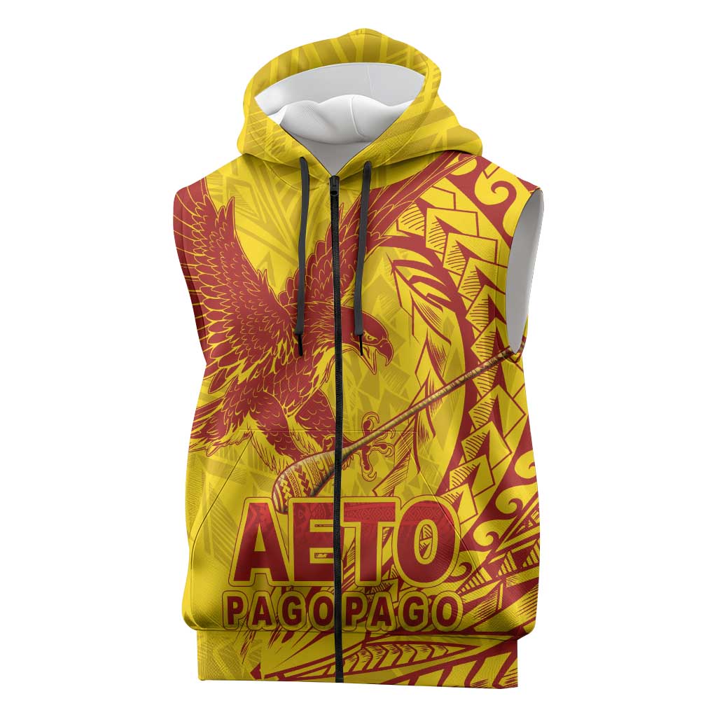 American Samoa Pago Pago Aeto Sleeveless Zip Hoodie Wingstyle Red-Gold Color LT03 Yellow - Polynesian Pride