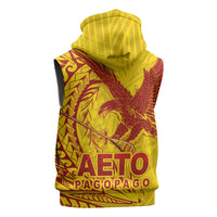American Samoa Pago Pago Aeto Sleeveless Zip Hoodie Wingstyle Red-Gold Color LT03