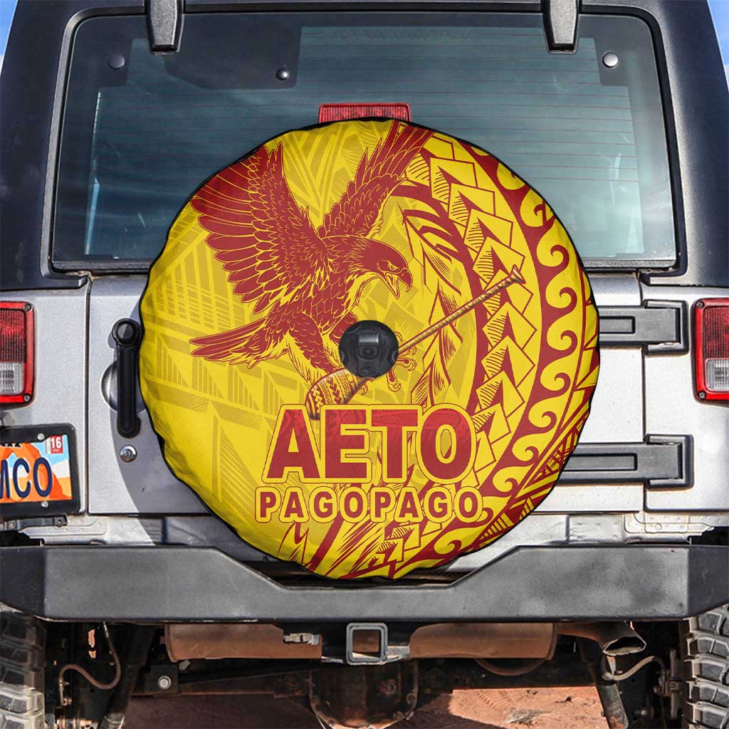 American Samoa Pago Pago Aeto Spare Tire Cover Wingstyle Red-Gold Color LT03 Yellow - Polynesian Pride