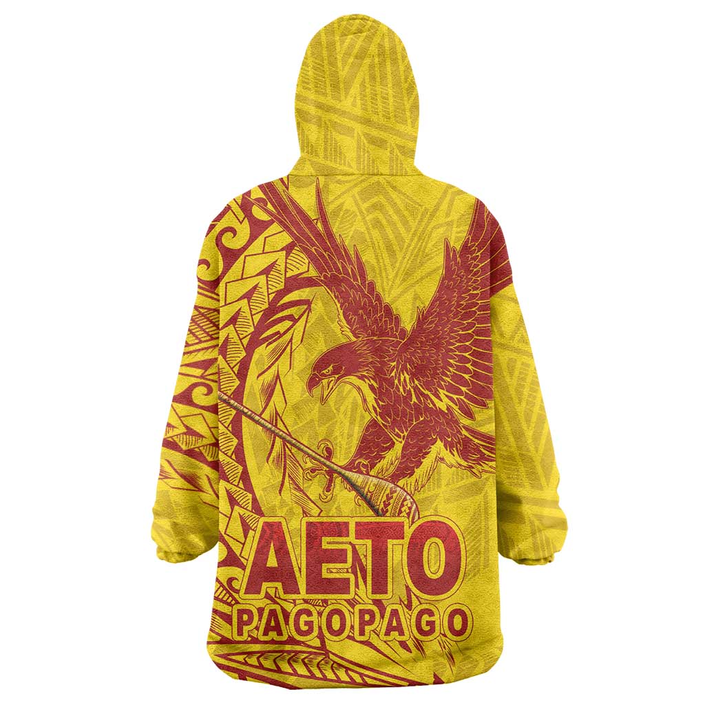 American Samoa Pago Pago Aeto Wearable Blanket Hoodie Wingstyle Red-Gold Color LT03 - Polynesian Pride