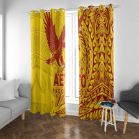 Samoa Pago Pago Aeto Window Curtain Wingstyle Red-Gold Color - Polynesian Pride