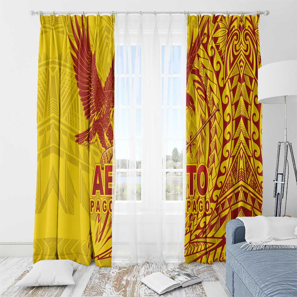 Samoa Pago Pago Aeto Window Curtain Wingstyle Red-Gold Color - Polynesian Pride