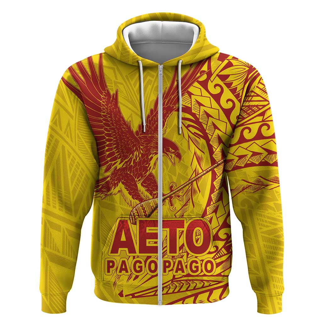 American Samoa Pago Pago Aeto Zip Hoodie Wingstyle Red-Gold Color LT03 Zip Hoodie Yellow - Polynesian Pride