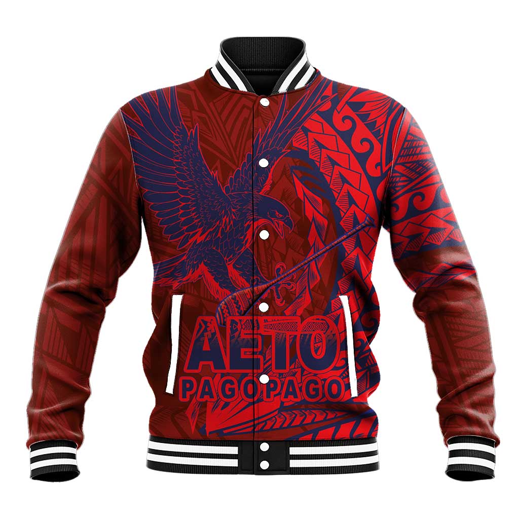 American Samoa Pago Pago Aeto Baseball Jacket Wingstyle Red-Blue Color LT03 Unisex Red - Polynesian Pride