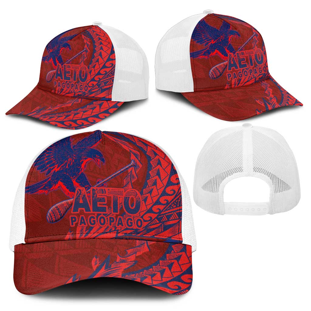 American Samoa Pago Pago Aeto Baseball Net Cap Wingstyle Red-Blue Color - Polynesian Pride