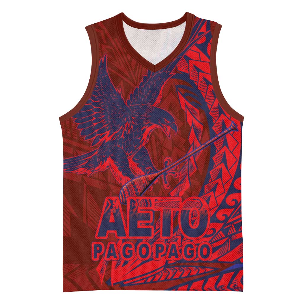 American Samoa Pago Pago Aeto Basketball Jersey Wingstyle Red-Blue Color LT03 Unisex Red - Polynesian Pride