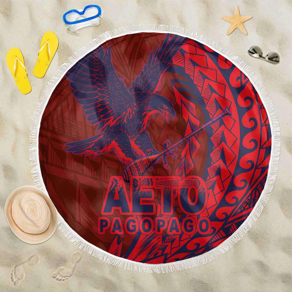 American Samoa Pago Pago Aeto Beach Blanket Wingstyle Red-Blue Color LT03 One Size 150cm Red - Polynesian Pride