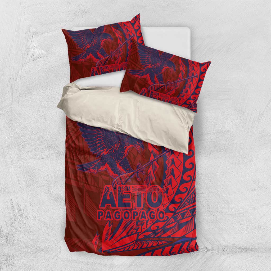 Samoa Pago Pago Aeto Bedding Set Wingstyle Red-Blue Color - Polynesian Pride