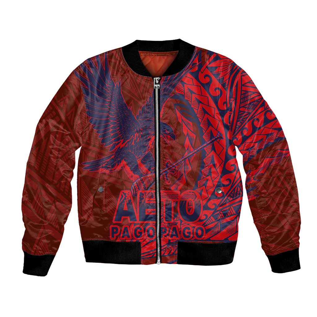 American Samoa Pago Pago Aeto Bomber Jacket Wingstyle Red-Blue Color LT03 Unisex Red - Polynesian Pride