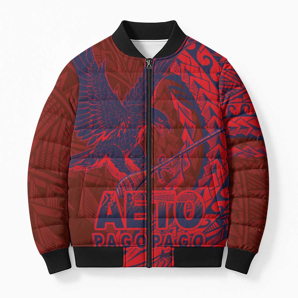 American Samoa Pago Pago Aeto Bomber Puffer Jacket Wingstyle Red-Blue Color LT03 Red - Polynesian Pride