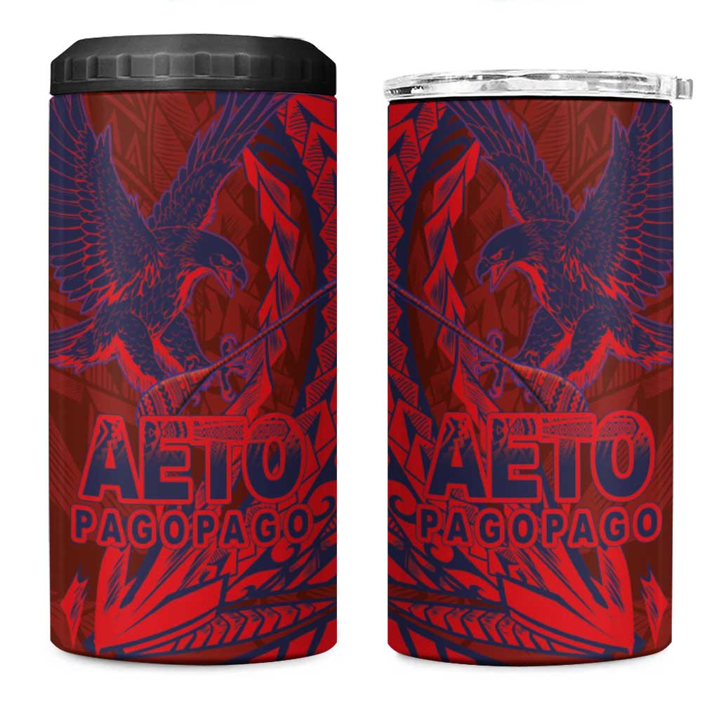 American Samoa Pago Pago Aeto 4 in 1 Can Cooler Tumbler Wingstyle Red-Blue Color LT03 One Size: 16 oz Red - Polynesian Pride