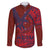 Samoa Pago Pago Aeto Family Matching Puletasi and Hawaiian Shirt Wingstyle Red-Blue Color - Polynesian Pride
