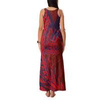 Samoa Pago Pago Aeto Family Matching Tank Maxi Dress and Hawaiian Shirt Wingstyle Red-Blue Color - Polynesian Pride