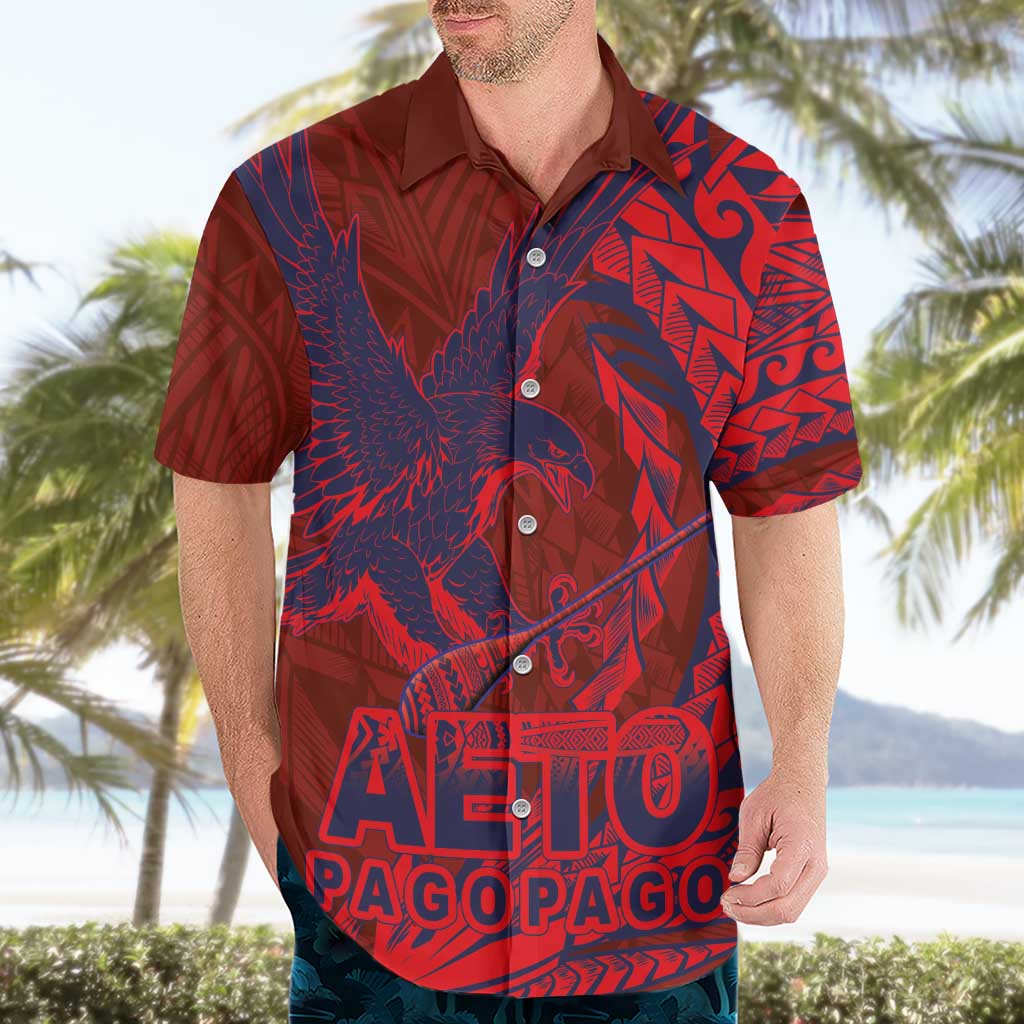 Samoa Pago Pago Aeto Hawaiian Shirt Wingstyle Red-Blue Color - Polynesian Pride