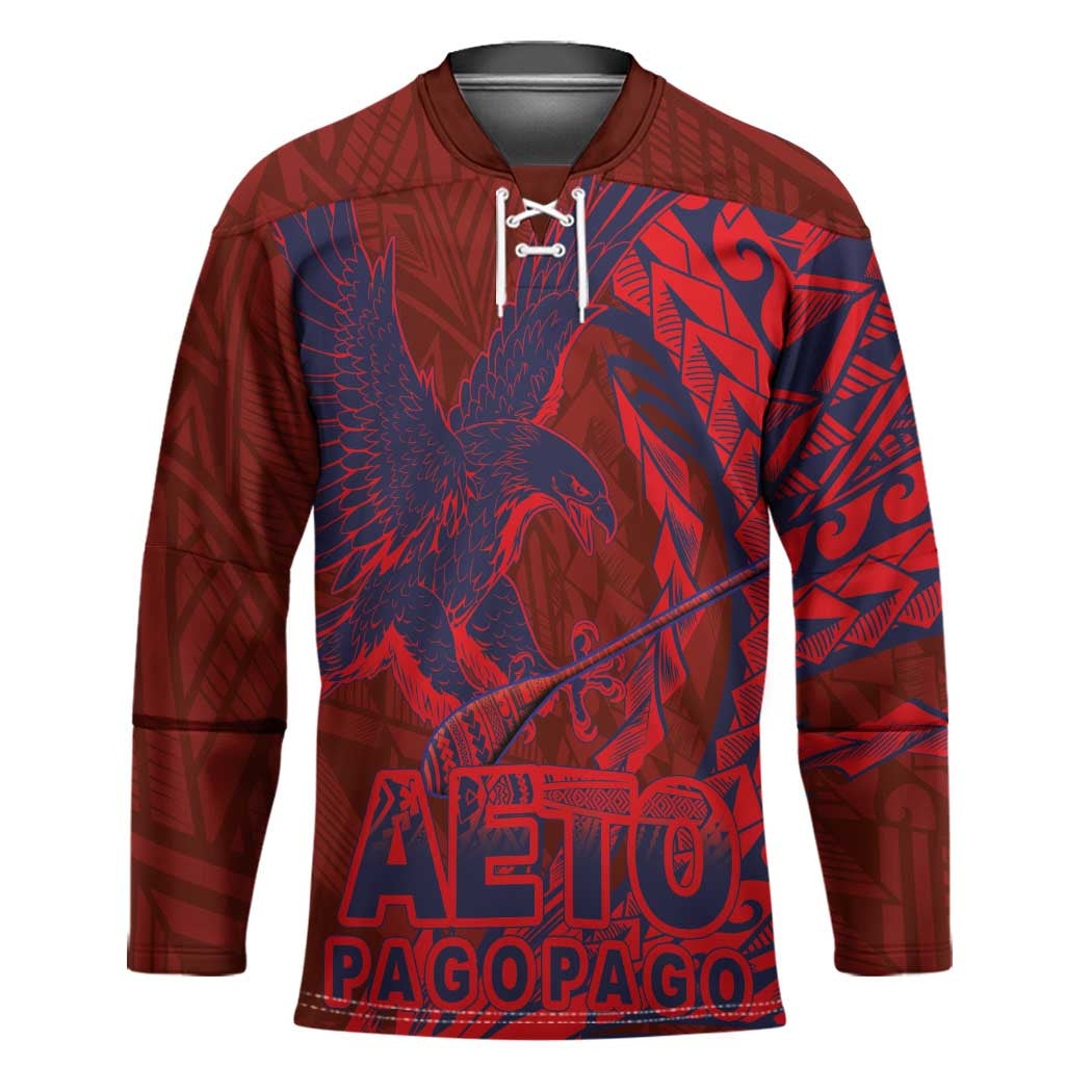 Samoa Pago Pago Aeto Hockey Jersey Wingstyle Red-Blue Color - Polynesian Pride