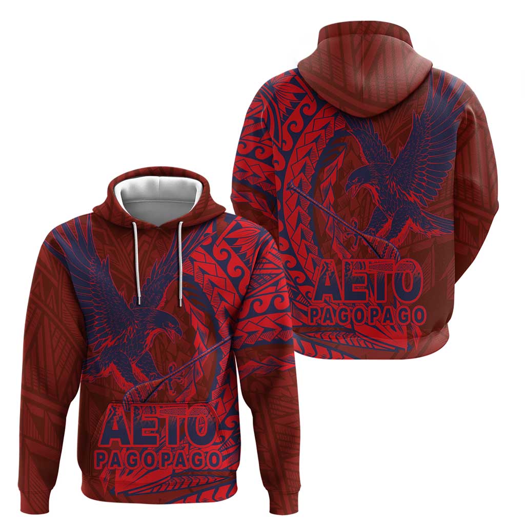 Samoa Pago Pago Aeto Hoodie Wingstyle Red-Blue Color - Polynesian Pride