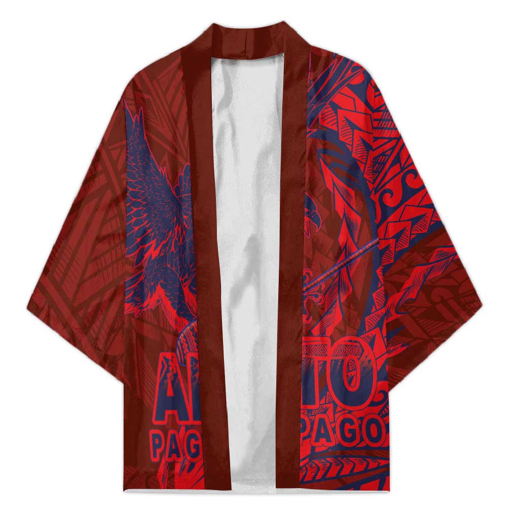 Samoa Pago Pago Aeto Kimono Wingstyle Red-Blue Color - Polynesian Pride