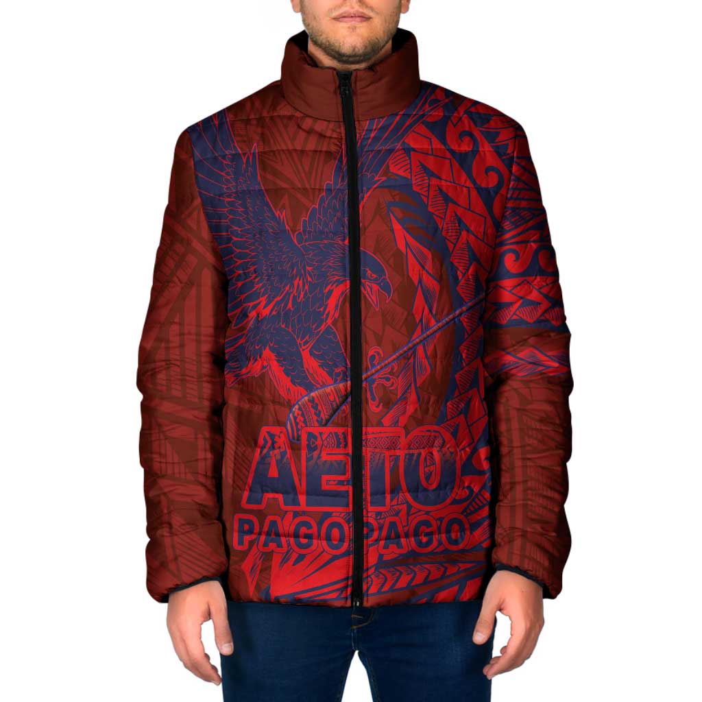 American Samoa Pago Pago Aeto Padded Jacket Wingstyle Red-Blue Color LT03 Red - Polynesian Pride