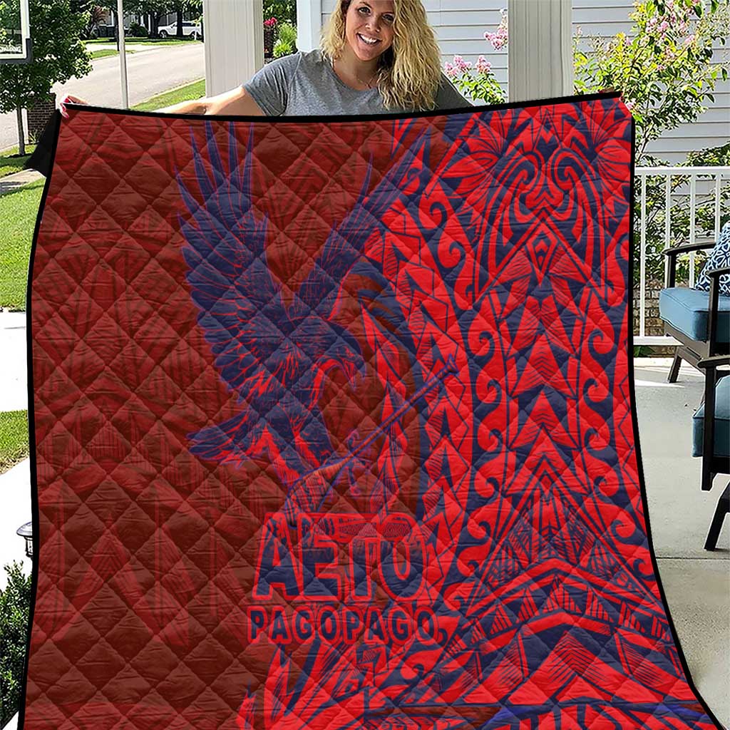 American Samoa Pago Pago Aeto Quilt Wingstyle Red-Blue Color LT03 Red - Polynesian Pride