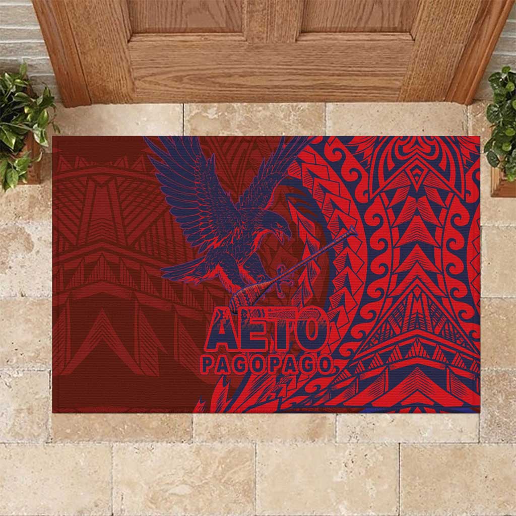 American Samoa Pago Pago Aeto Rubber Doormat Wingstyle Red-Blue Color LT03 Red - Polynesian Pride