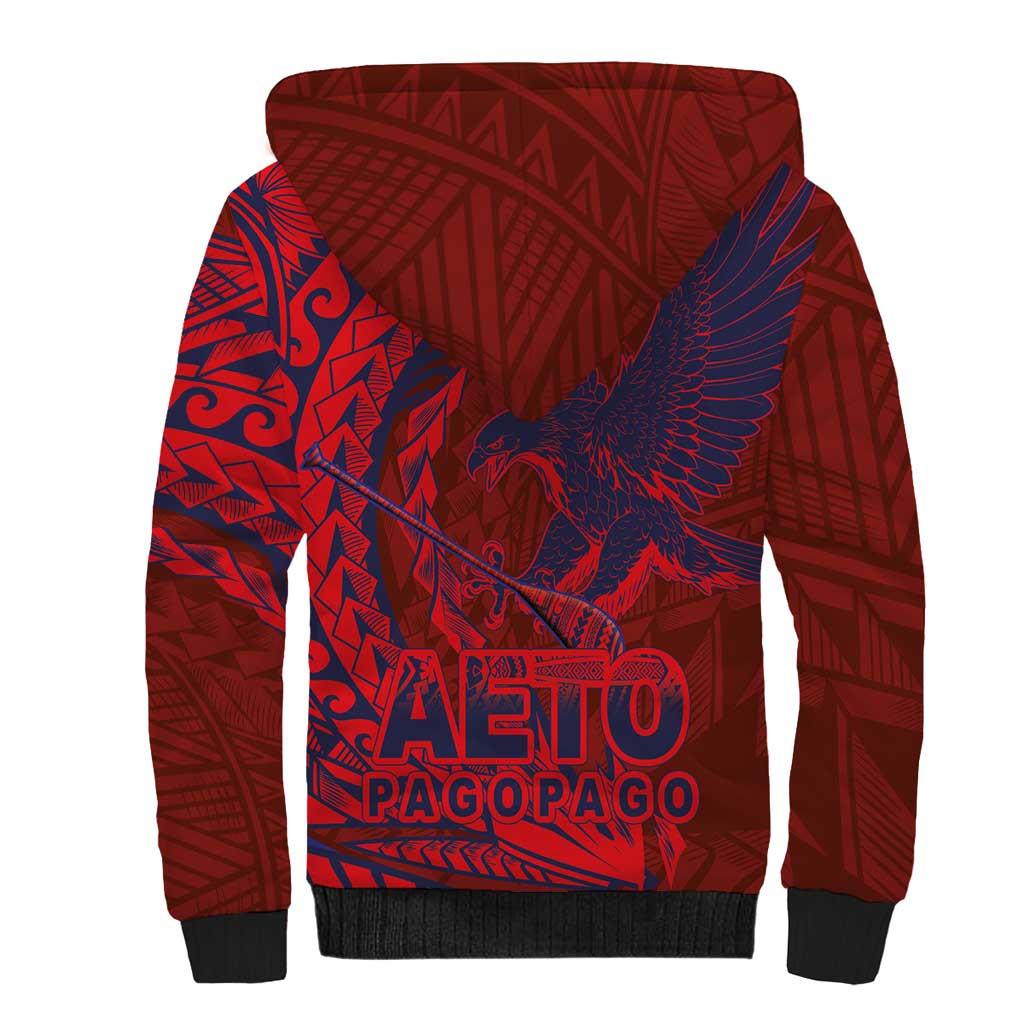 Samoa Pago Pago Aeto Sherpa Hoodie Wingstyle Red-Blue Color - Polynesian Pride
