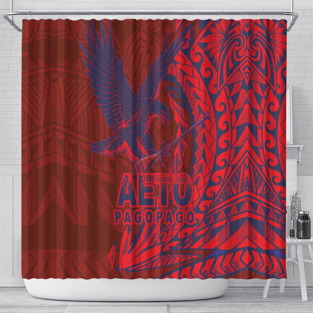 Samoa Pago Pago Aeto Shower Curtain Wingstyle Red-Blue Color - Polynesian Pride