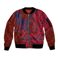 Samoa Pago Pago Aeto Sleeve Zip Bomber Jacket Wingstyle Red-Blue Color - Polynesian Pride