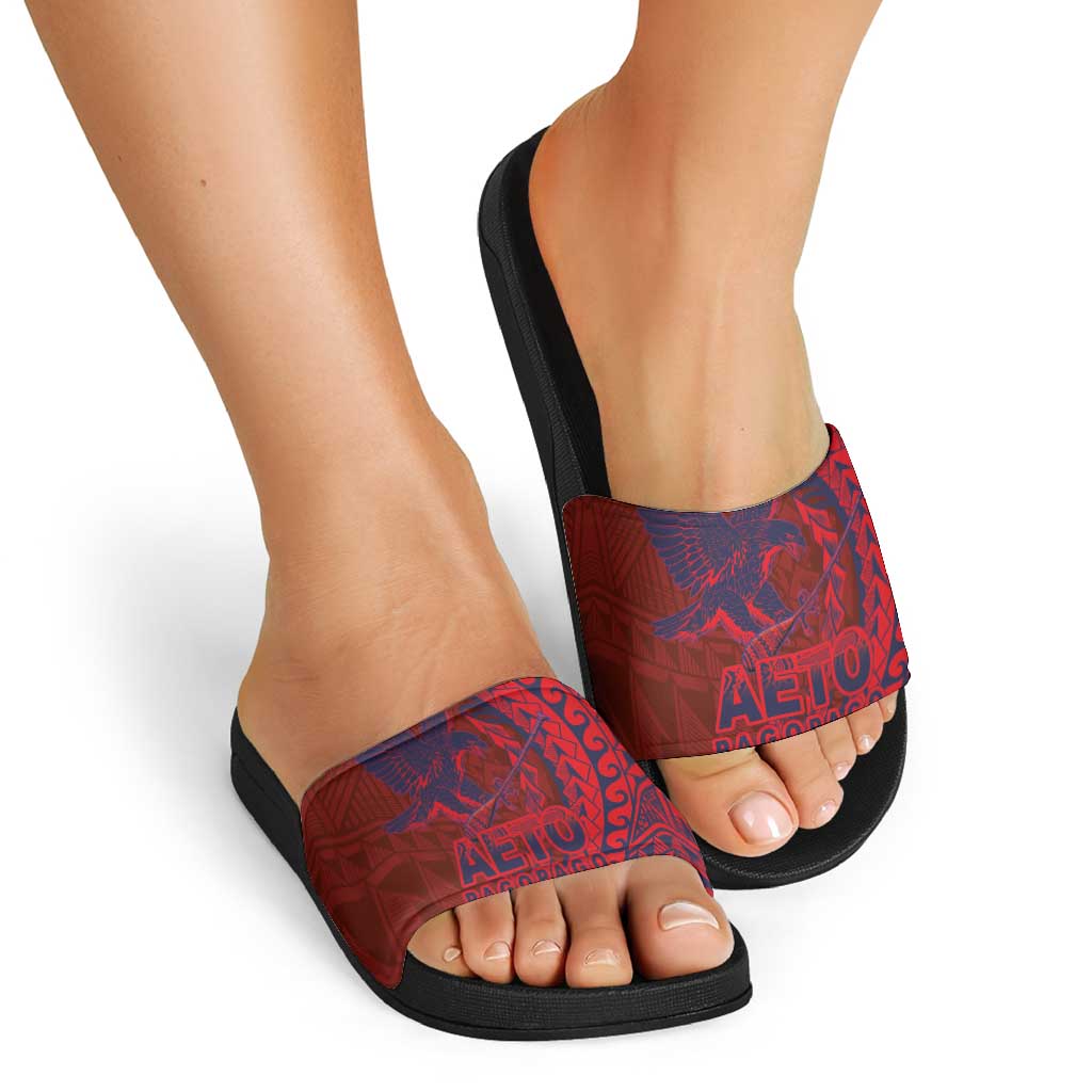 Samoa Pago Pago Aeto Slide Sandals Wingstyle Red-Blue Color - Polynesian Pride